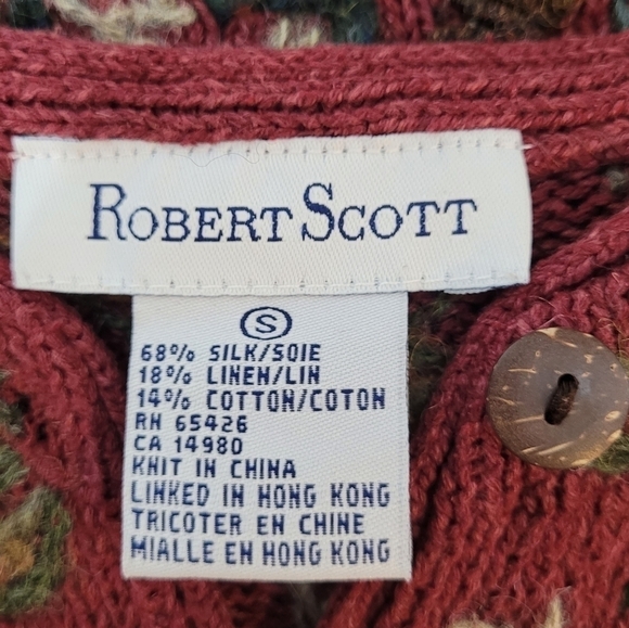 Robert Scott Vintage Autumn Leaf Embroidered Cardigan - Size S - Picture 7 of 7